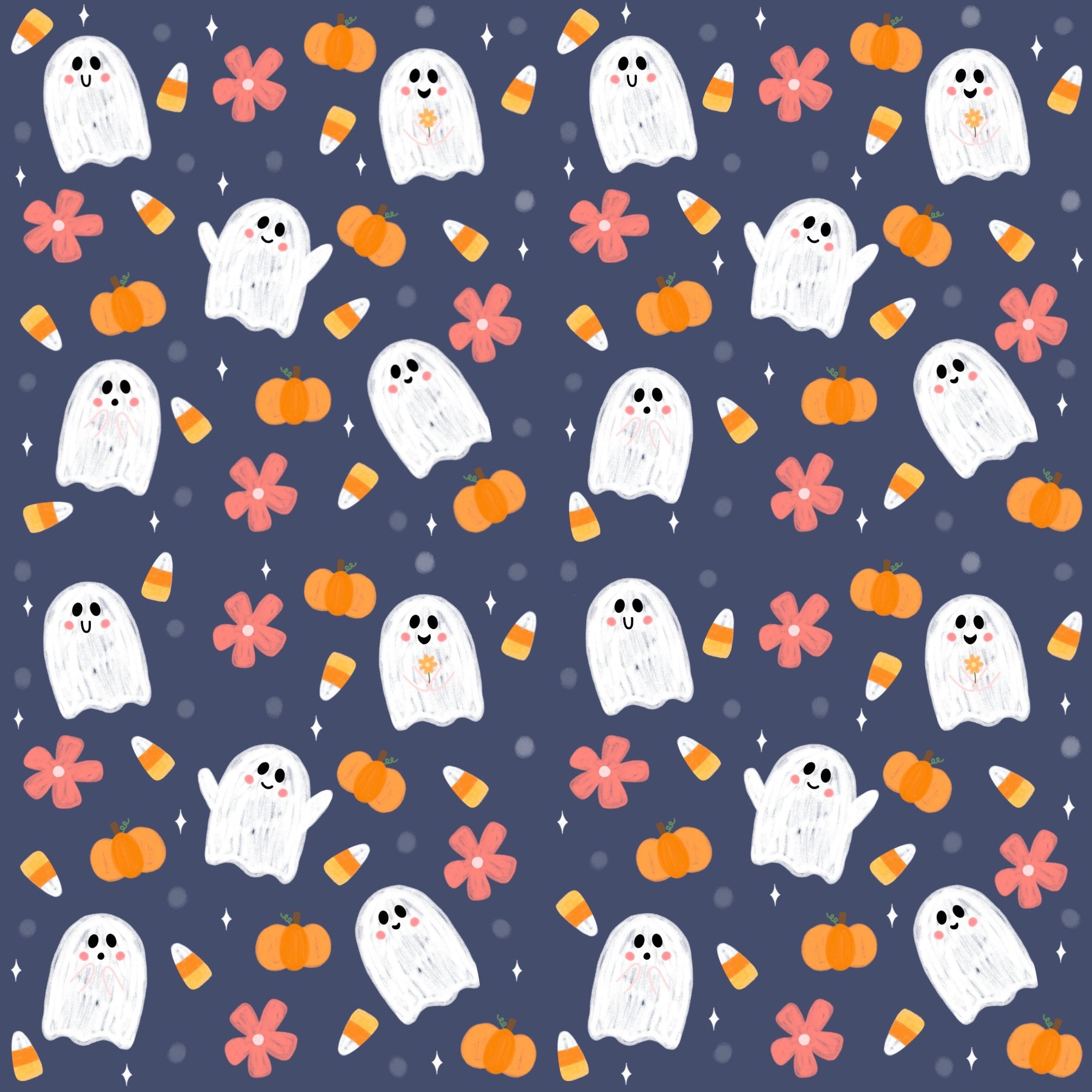 Stylish Navy Blue Ghost Print Bandana for Men & Women - Perfect for Halloween, Cosplay, and Outdoor Activities