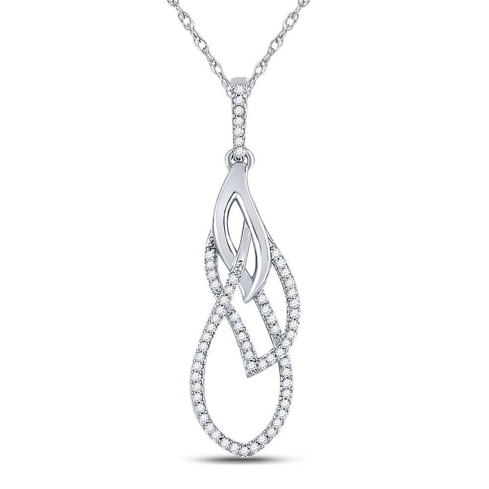 FB Jewels 10K White Gold Women's Round Diamond Pendant Necklace - 1/6 Cttw Diamond Fashion Jewelry for Everyday Wear & Special Occasions