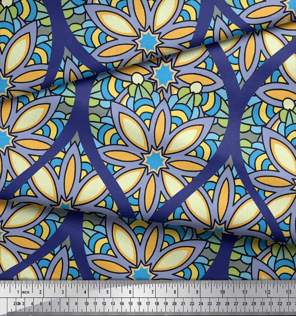 Soimoi Moss Georgette Brown Fabric by The Yard - 42 Inch Wide Floral & Ogee Damask Printed Fabric for Fashion Dresses, Curtains & Home Decor - Soft Lightweight Material for DIY Sewing Projects