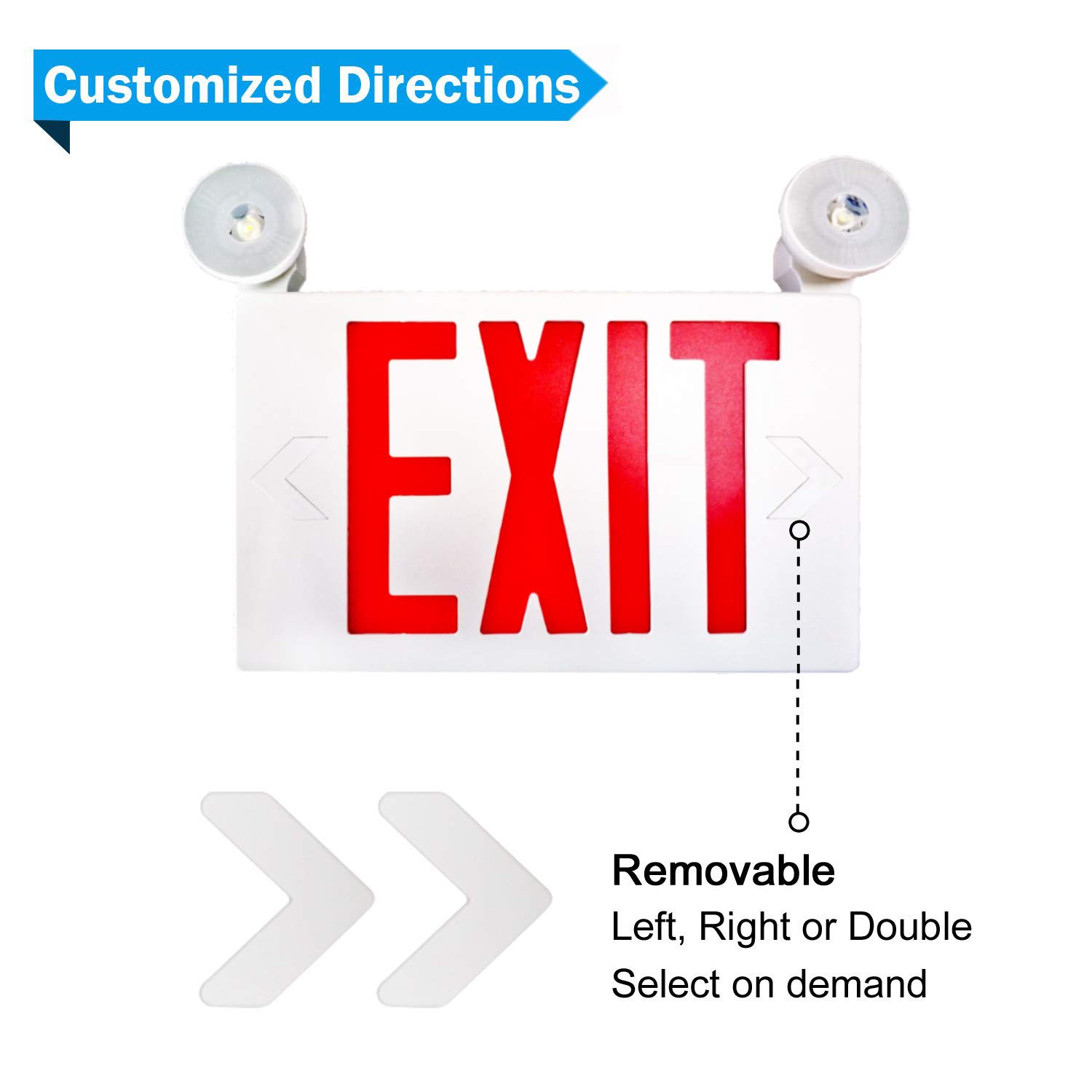 SPECTSUN 4-Pack LED Exit Signs with Battery Backup & Emergency Lighting - Hardwired Double-Sided Fire Exit Signs for Home, Office & Commercial Buildings - Perfect for Power Outages & Emergency Evacuations