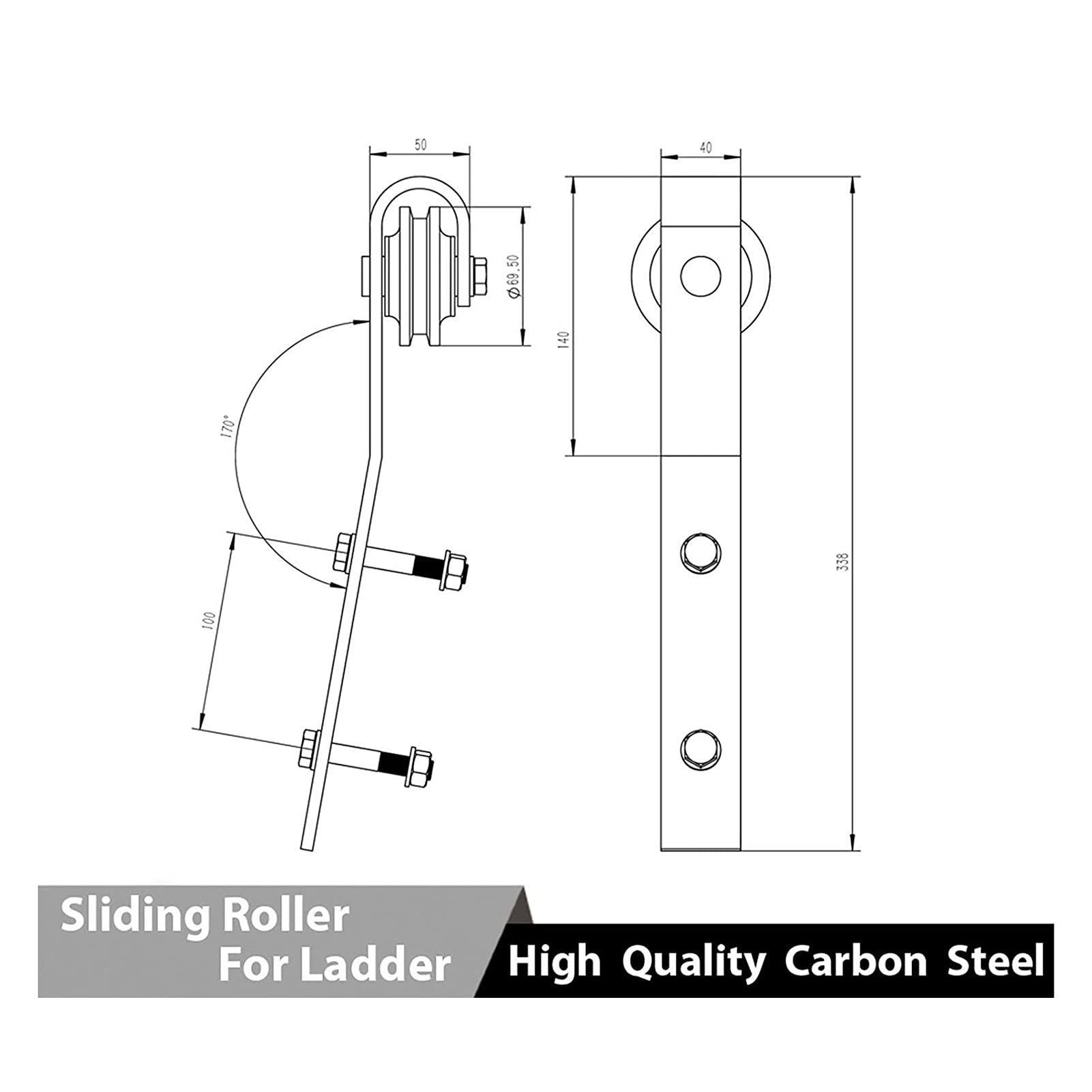 12ft Sliding Barn Door Kit - Complete Hardware with Hanging Rail & Extension Rail for Home, Loft, Library - Easy DIY Installation for Modern & Rustic Interiors