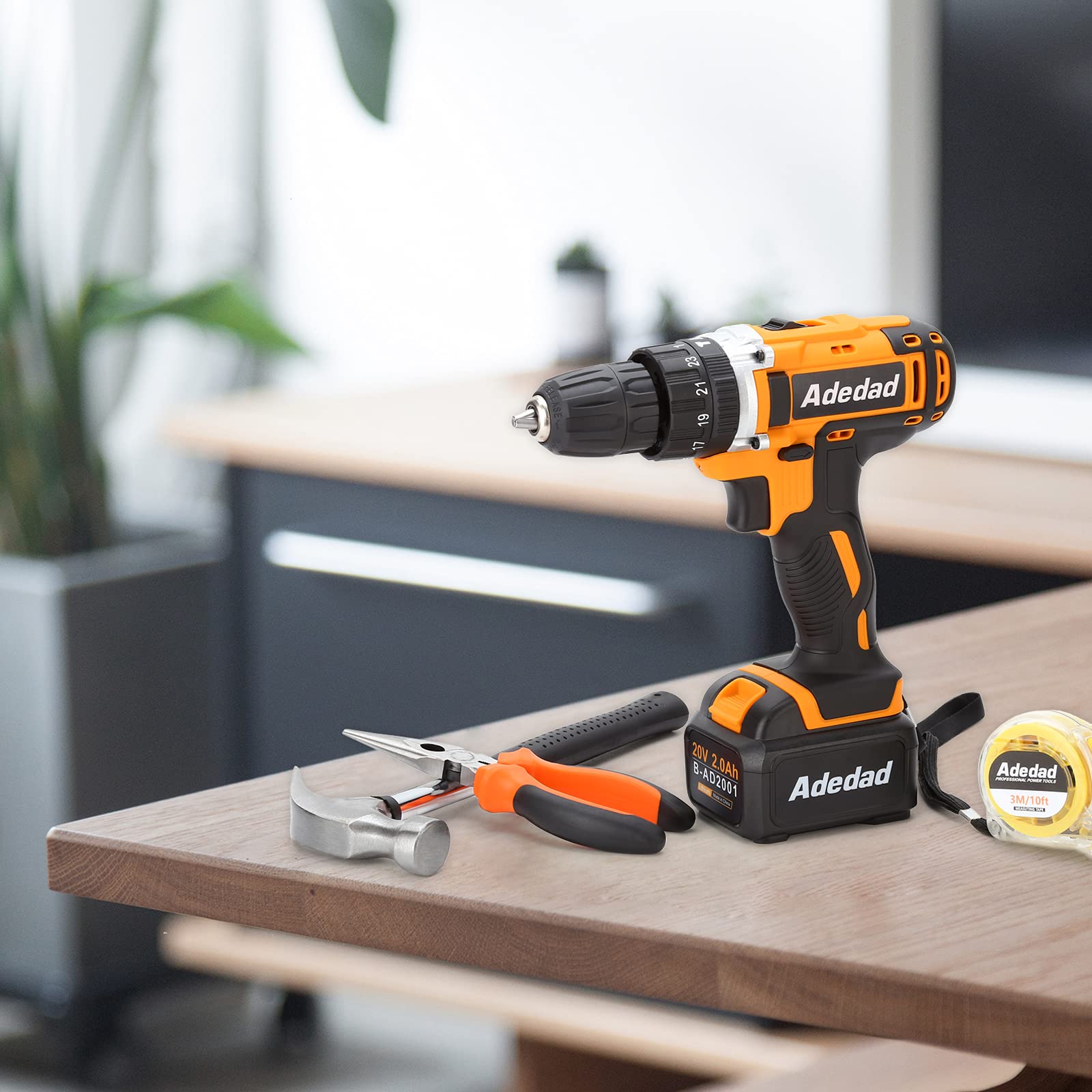 20V Cordless Drill Set with 2 Batteries & Charger - 300 in-lbs Torque, 3/8