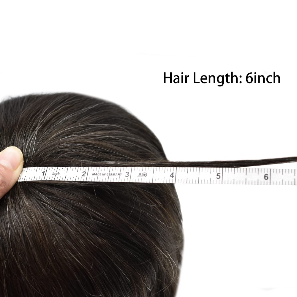 Premium Real Human Hair Toupee for Men - Ultra Thin Skin V-Looped Hair System, 8