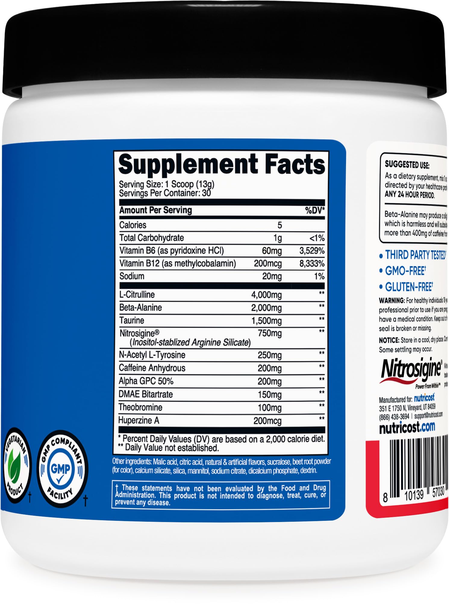 Nutricost Pre-Workout Powder with Beta-Alanine, Taurine & Amino Acids - Fruit Punch Flavor, 30 Servings for Energy & Endurance - Perfect for Gym, CrossFit & Athletic Performance
