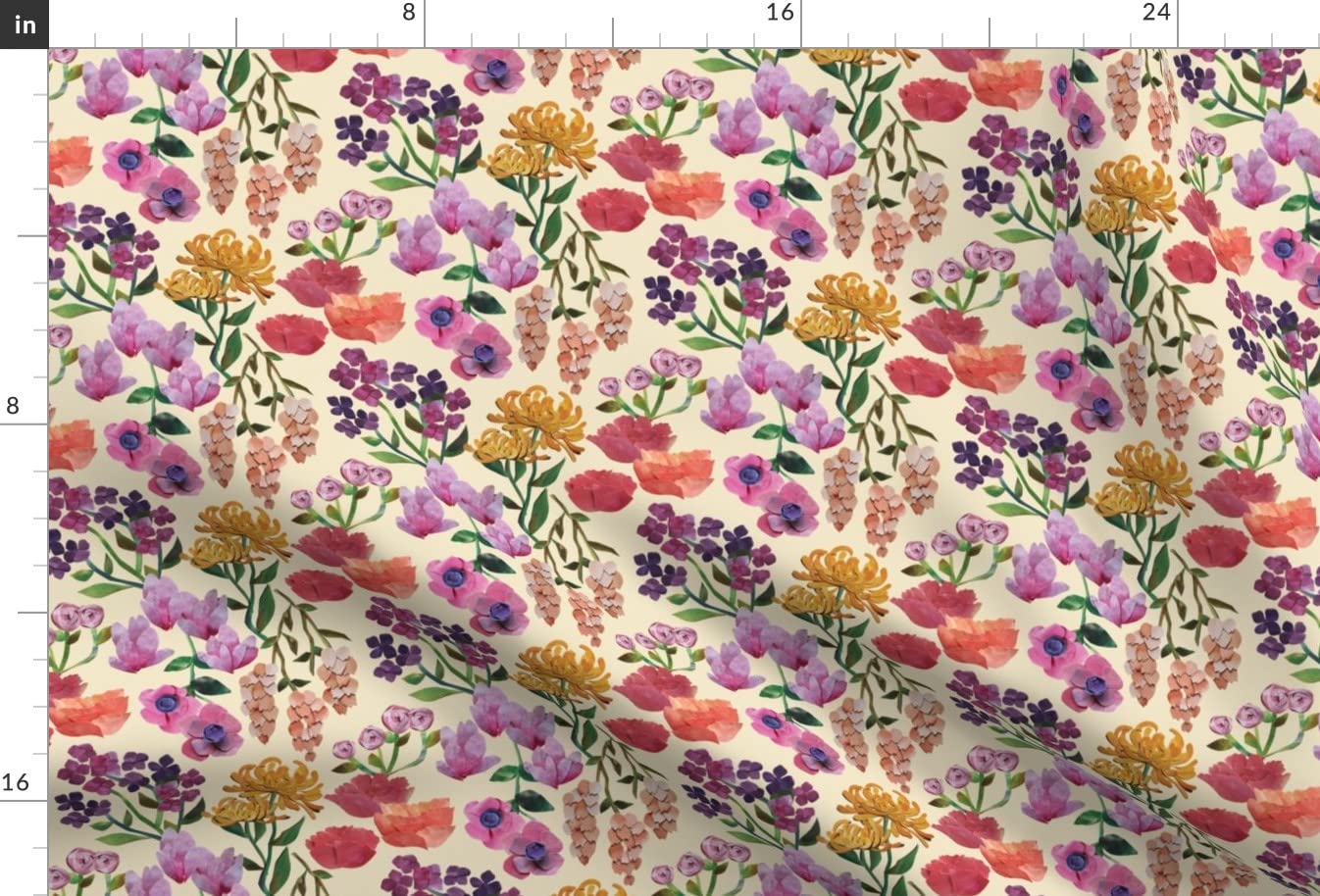 Vintage Floral Printed Minky Fabric - Garden Cream Flowers Design for Sewing Baby Blankets, Quilt Backing & Plush Toys | Soft Fat Quarter Fabric for DIY Crafts, Nursery Decor & Home Decor Projects