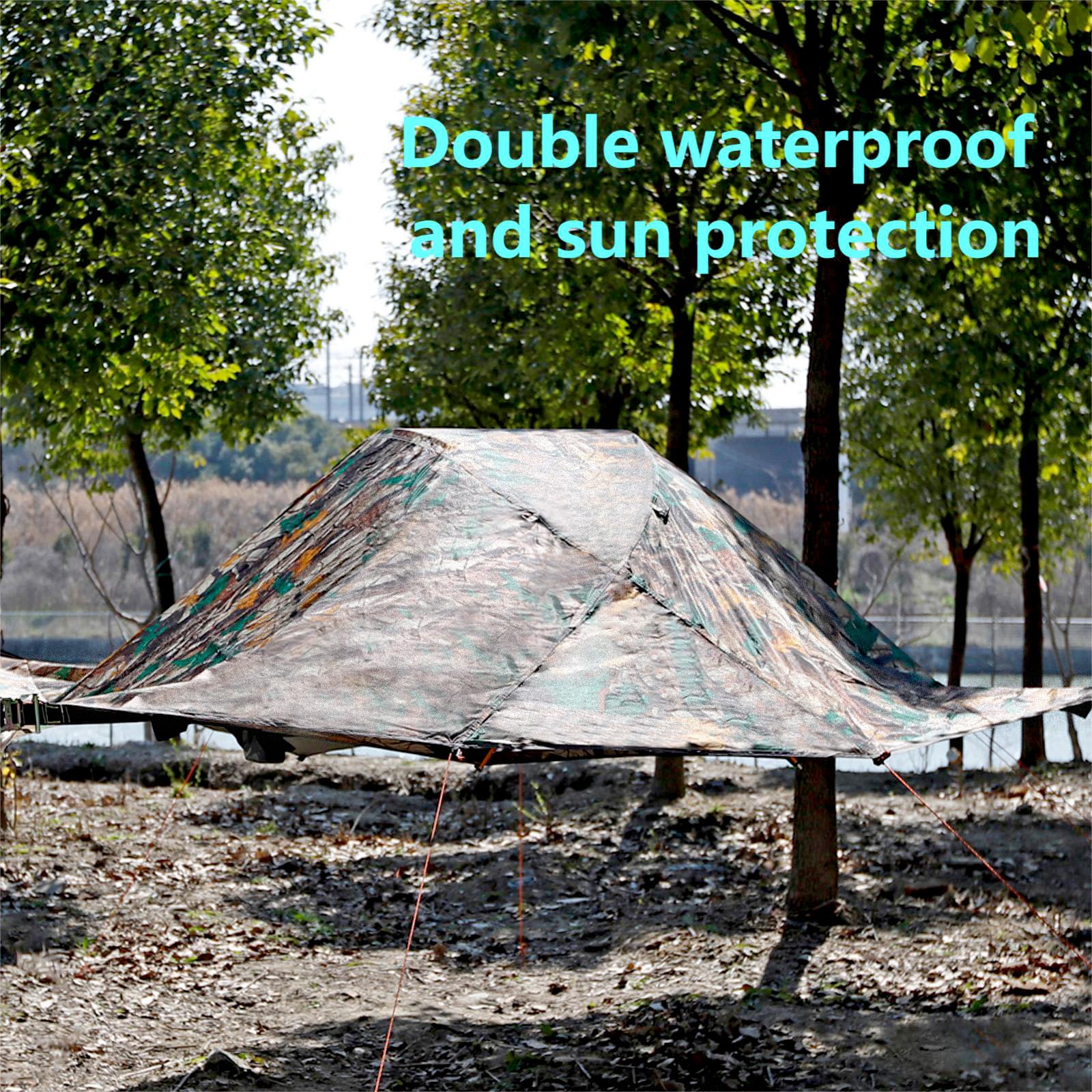 Portable Camping Hammock for Family - Large Outdoor Tree Tent for Hiking, Travel & Backpacking (Camouflage) | Perfect for Camping Trips, Beach Relaxation & Backyard Lounging