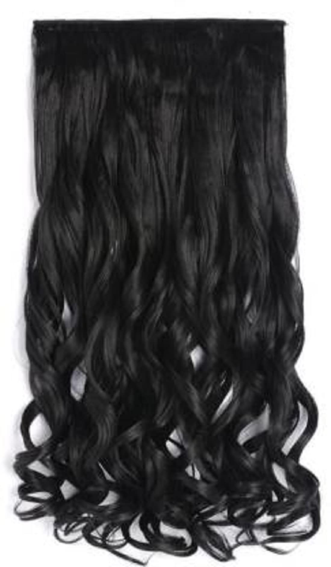 Abrish 5-Clip High Heat Synthetic Curly/Wavy Hair Extensions - Long Black Synthetic Hair for Women - Perfect for Parties, Weddings & Everyday Styling
