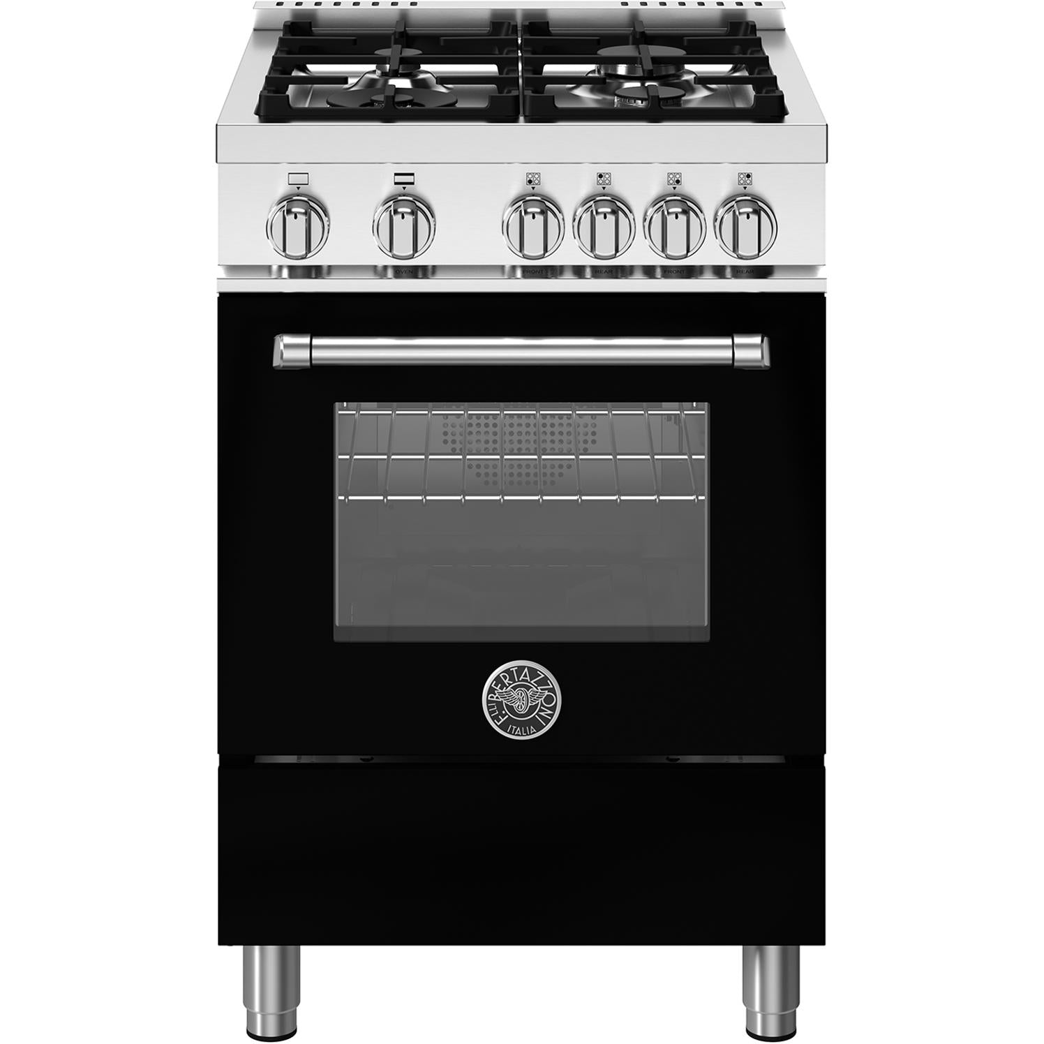 Bertazzoni 24 Inch Freestanding Gas Range MAS244GASNEV - Professional Stainless Steel Gas Stove for Home Kitchen, Perfect for Baking, Roasting & Cooking Family Meals