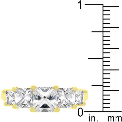 5 Stone Anniversary Ring in Goldtone - Elegant Wedding Band for Women, Durable 925 Sterling Silver Jewelry Gift for Her - Perfect for Anniversaries, Engagements & Special Occasions