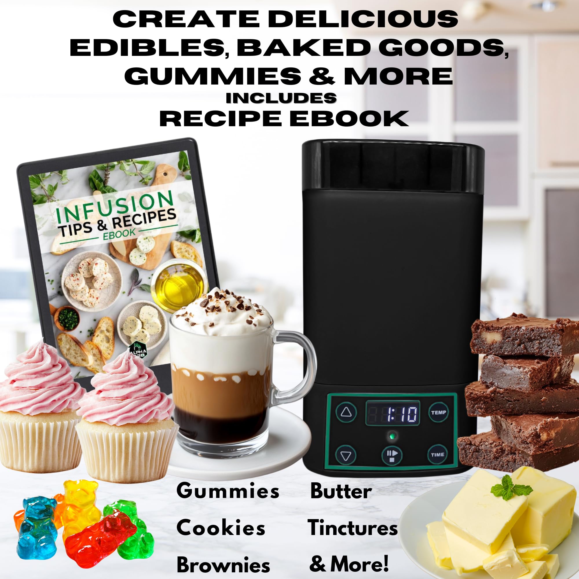 Decarboxylator & Infuser Machine - Magic Butter Maker for Homemade Edibles, Gummies, Oils & Tinctures | Easy to Use, Mess-Free Design | Includes Recipe eBook & 2 Gummy Molds | Perfect for DIY Cannabis Cooking, CBD Infusions & Kitchen Creations