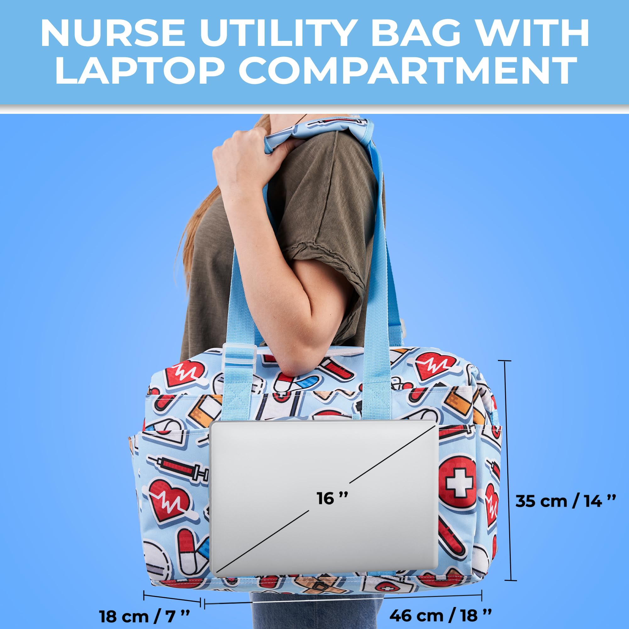 SHYLERO Nurse Bag with 21 Pockets - Large Waterproof Medical Tote for Nurses & Healthcare Professionals | Perfect for Hospitals, Clinics & Daily Commute