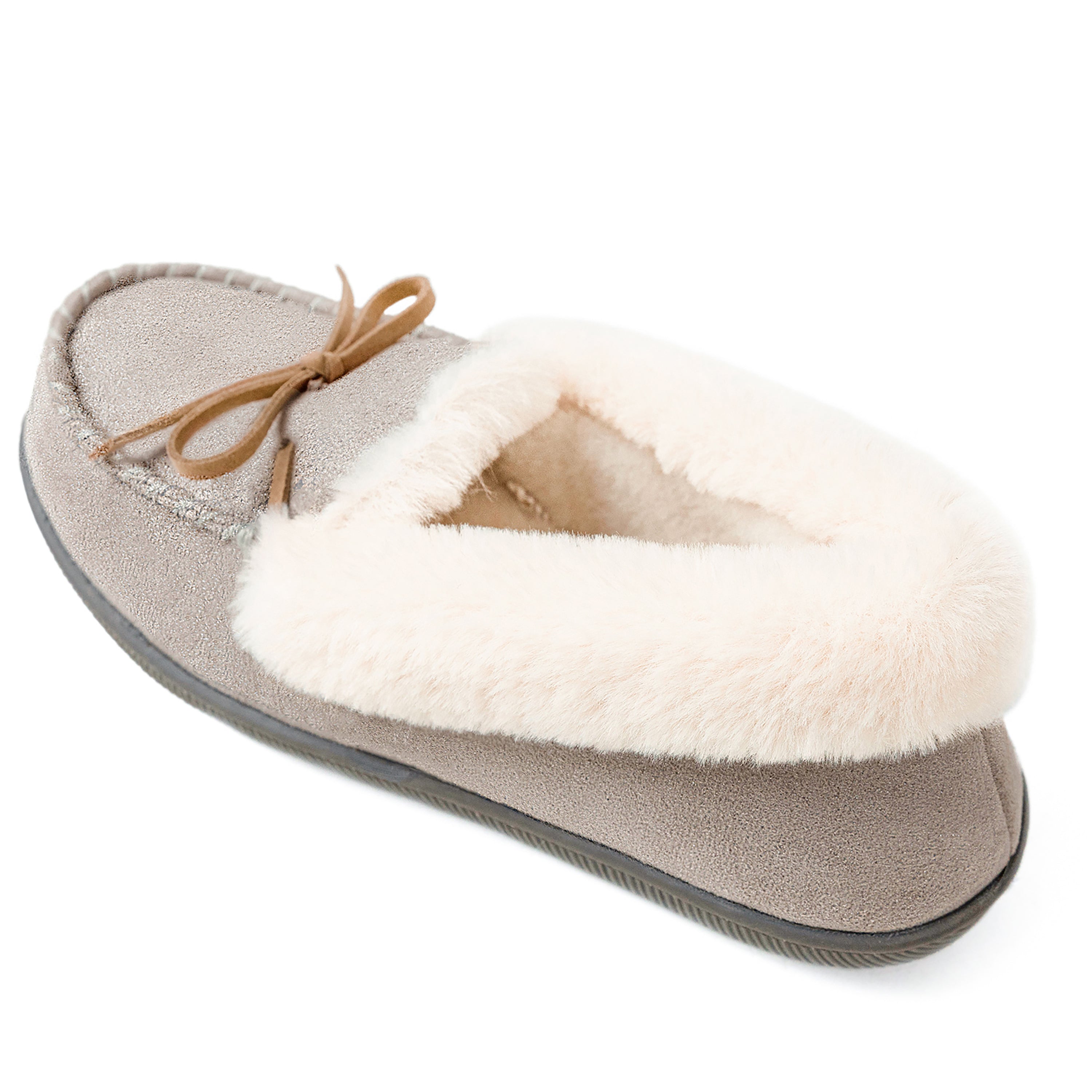 Women's Glittered Moccasin Slippers - Soft Indoor/Outdoor House Shoes with Sparkly Design for Cozy Home Wear & Casual Outings