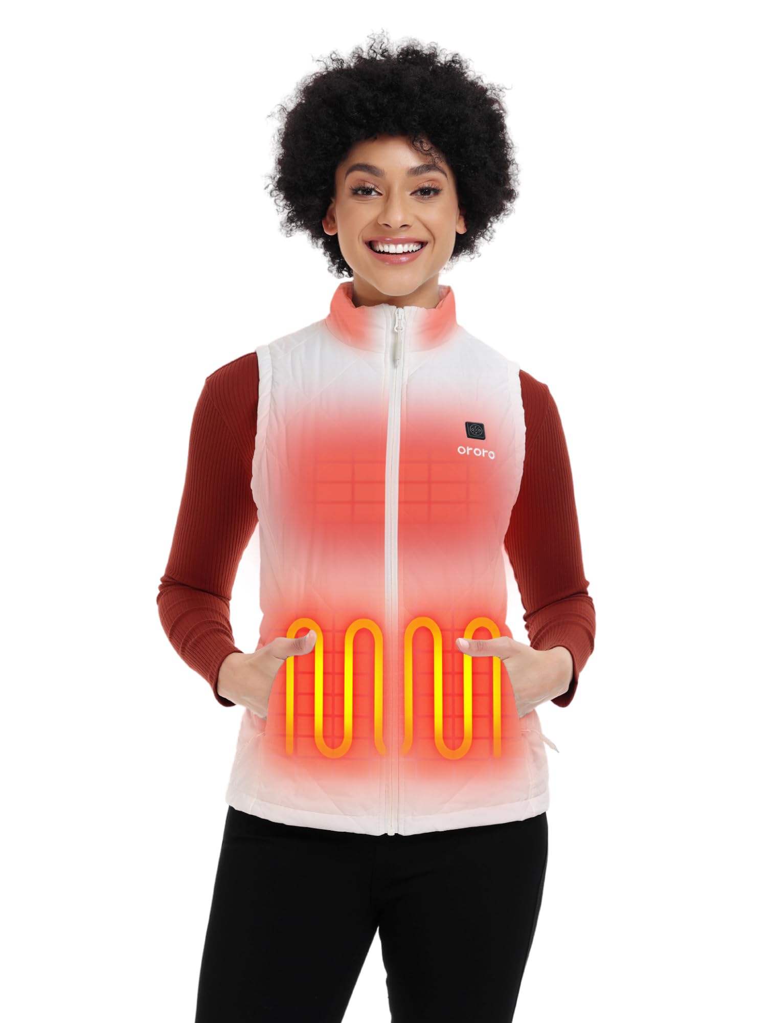 ORORO Women's Lightweight Quilted Heated Vest with Rechargeable Battery - Winter Warm Electric Jacket for Outdoor Activities, Hiking, Camping & Cold Weather