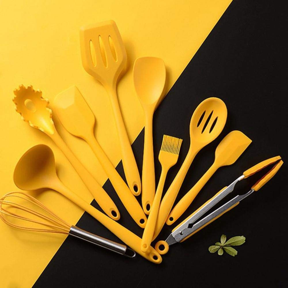 10-Piece Yellow Silicone Kitchen Utensil Set - Heat Resistant, Non-Stick Cooking Tools with Storage Box - Perfect for Baking, Frying & Everyday Meal Prep