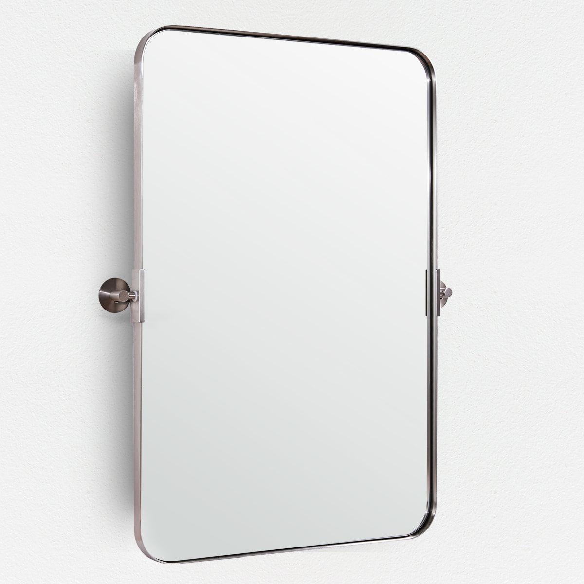 Tilting Rectangular Pivot Mirror for Bathroom & Vanity - Stainless Steel Frame | Space-Saving Wall Mounted Mirror for Makeup, Shaving & Home Decor
