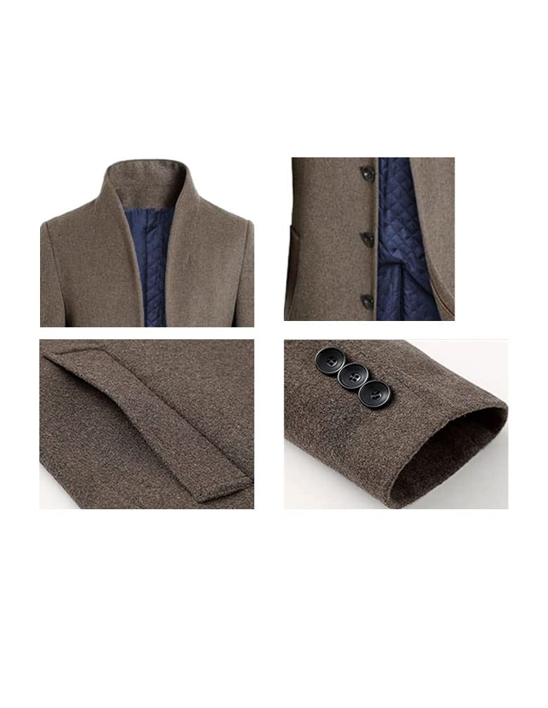 Lavnis Men's Slim Fit Long Wool Blend Trench Coat - Winter Warm Down Overcoat for Business, Office & Formal Occasions