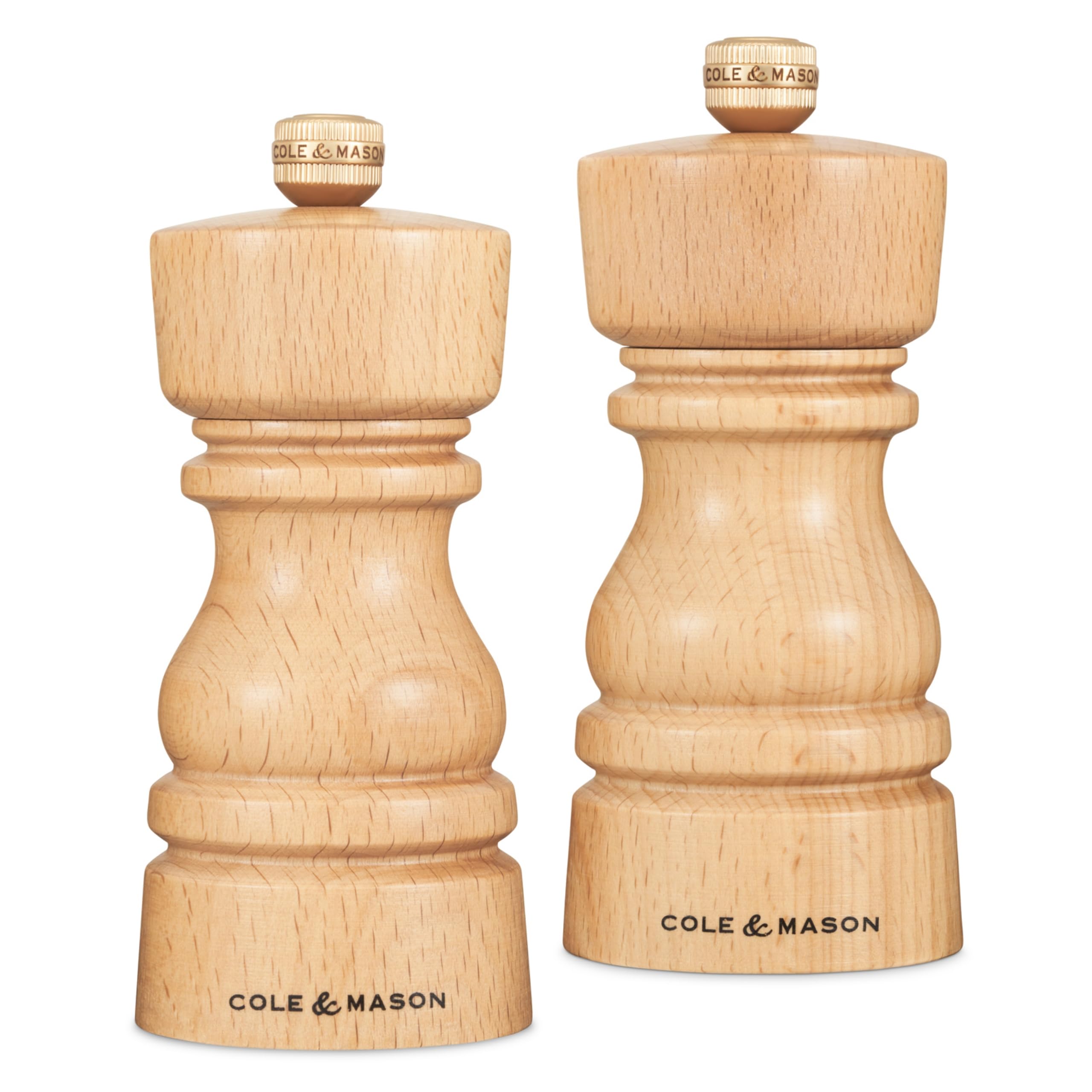 Cole & Mason London Refillable Spice Mill Set - Premium Salt & Pepper Grinders with Ceramic & Carbon Steel Mechanisms - 5