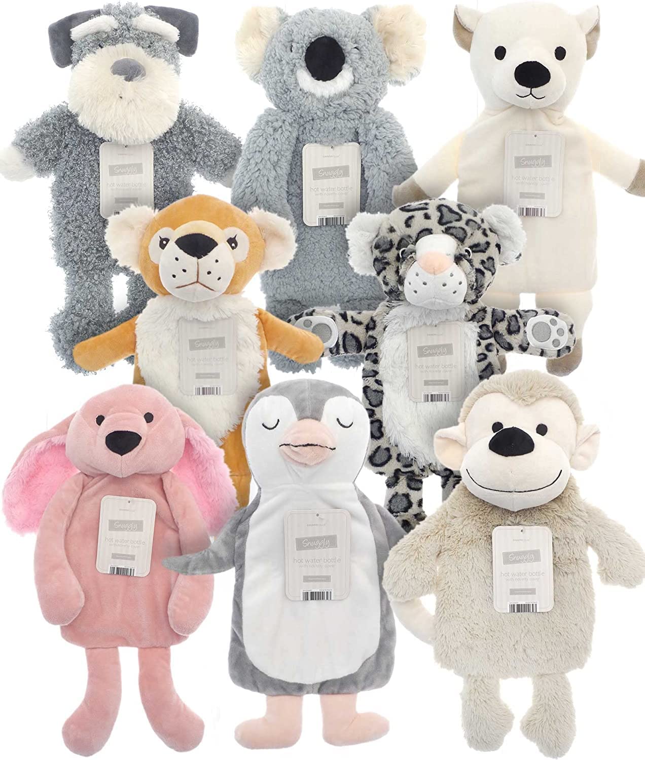 8 Adorable Animal Hot Water Bottles for Kids - Dog, Koala, Polar Bear, Lion, Leopard, Rabbit, Penguin & Monkey - Perfect Gift for Cold Nights & Comfort
