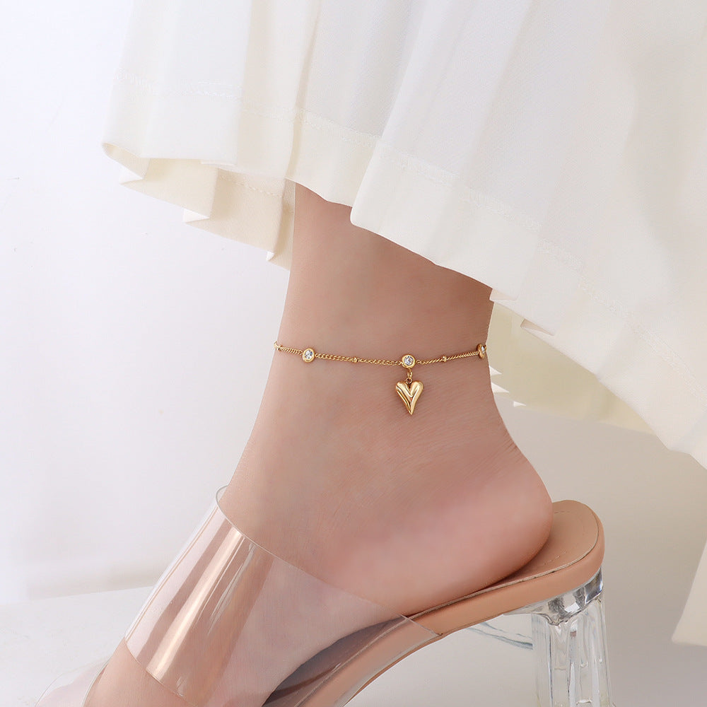 Dainty Gold Heart Anklet Chain Beaded Anklet for Women - Elegant Adjustable Ankle Bracelet for Summer Beach, Wedding & Boho Style | A280