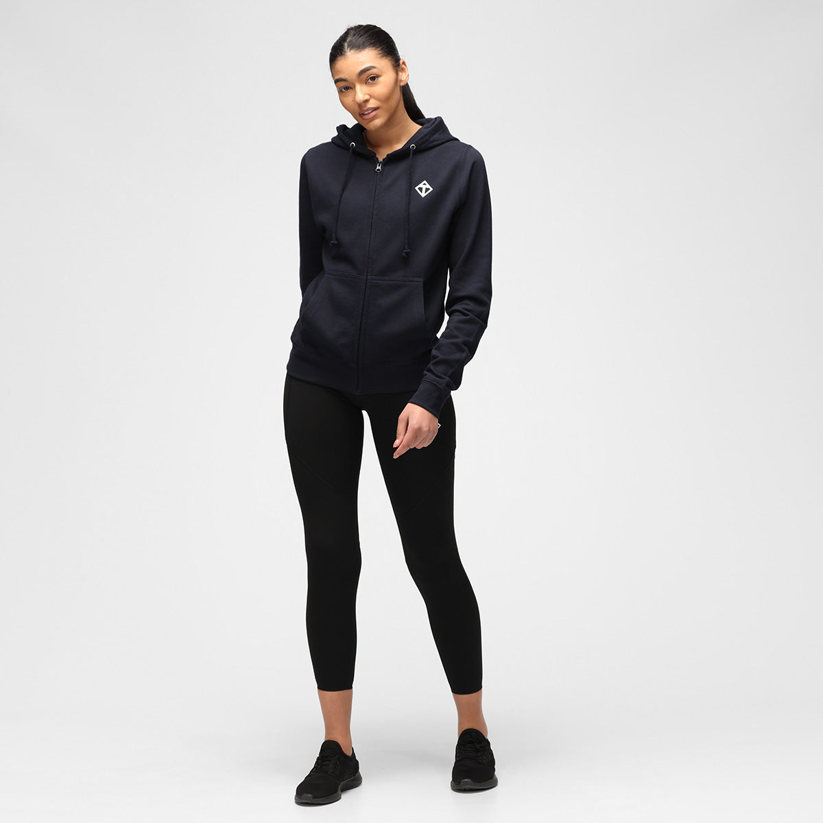 Navy Blue Diamond Pattern Women's Hoodie - Cozy & Stylish Pullover for Casual Wear, Lounge & Outdoor Activities