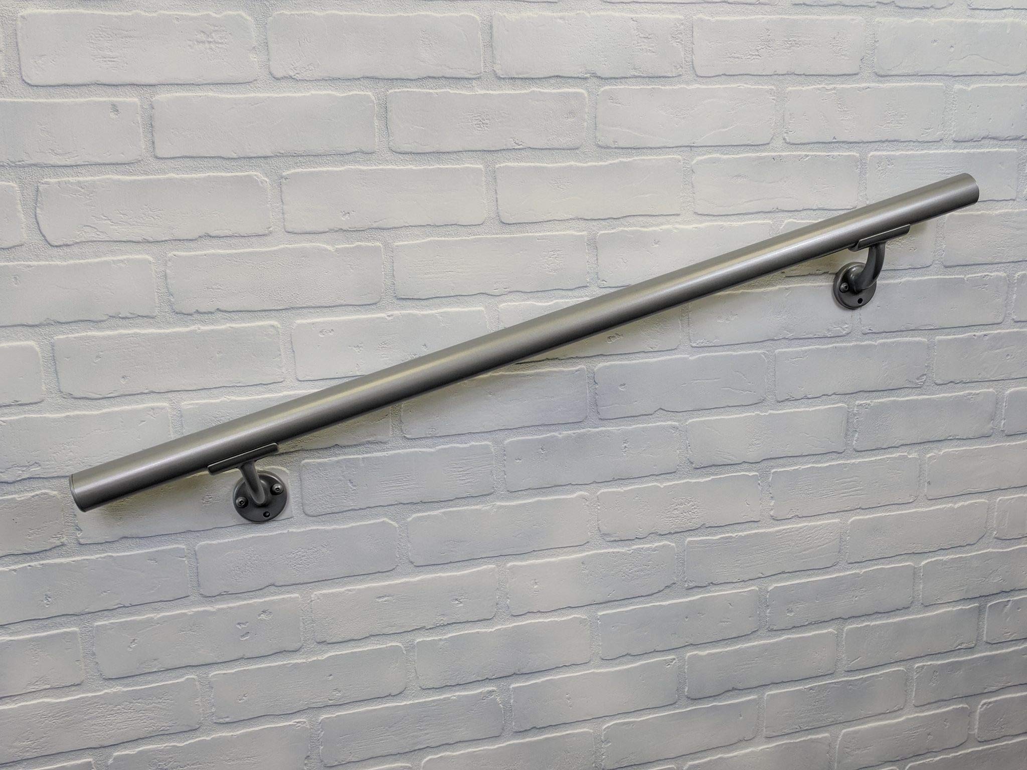 OHR 4' Silver Handrail Section with Mounts - USA Made Stair Railing - Easy Installation for Indoor & Outdoor Stairs, Porch, Deck - Perfect for Home Safety and ADA Compliance