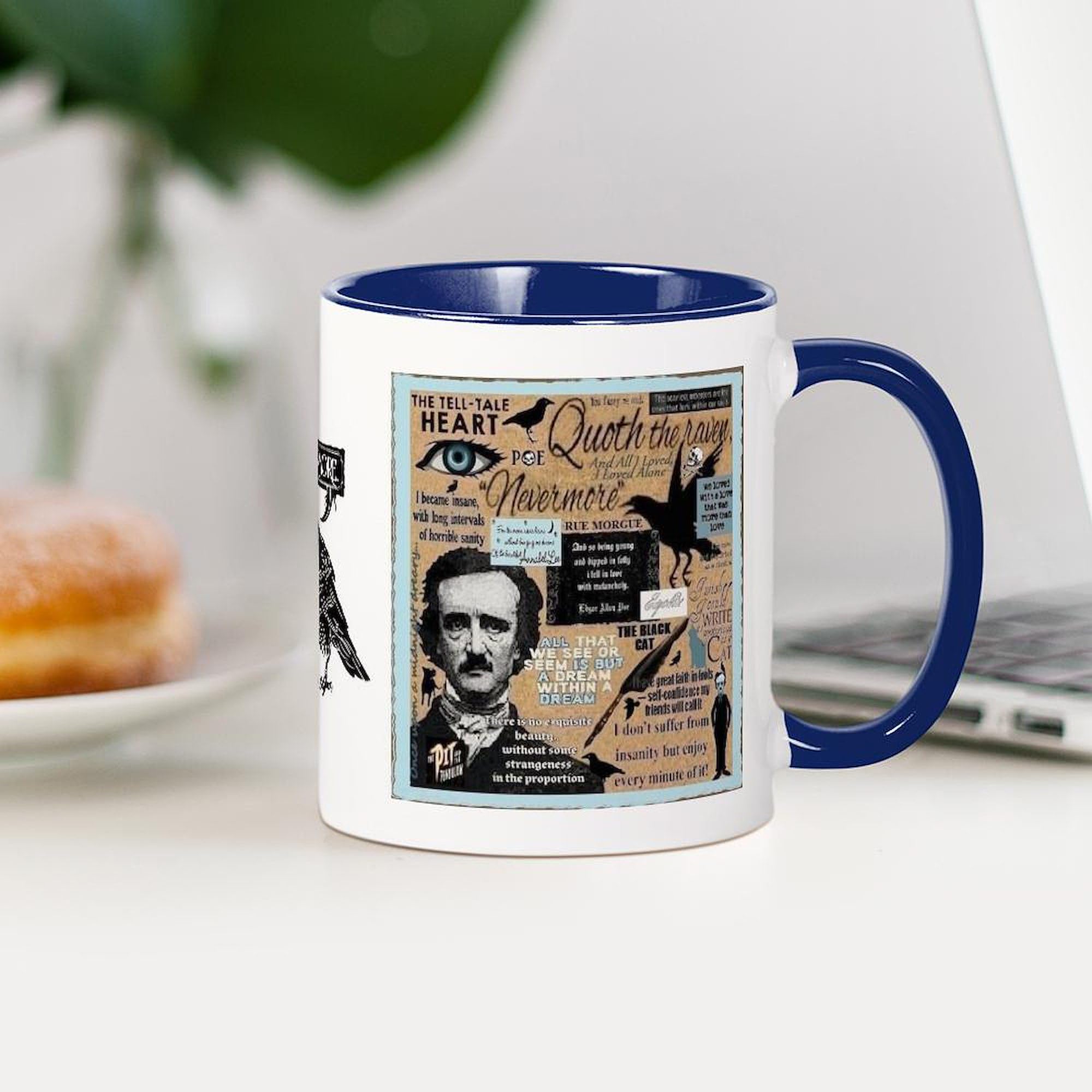 Poe Themed 11 oz (325 ml) Ceramic Coffee Mug - Perfect for Tea, Hot Chocolate & Office Use - Great Gift for Book Lovers & Edgar Allan Poe Fans