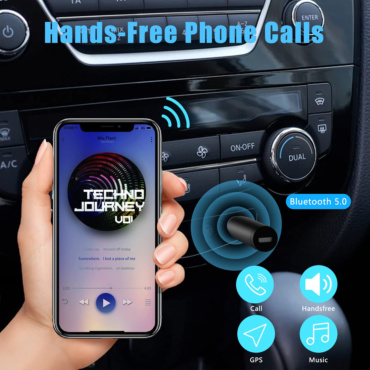 Wireless Bluetooth Car Adapter - Mini Portable 3.5mm Aux Receiver for Car Audio, Headphones & Home Stereo System | Hands-Free Music Streaming | Compatible with iPhone, Android & All Bluetooth Devices (Black) - Perfect for Commuting, Road Trips & Home Entertainment
