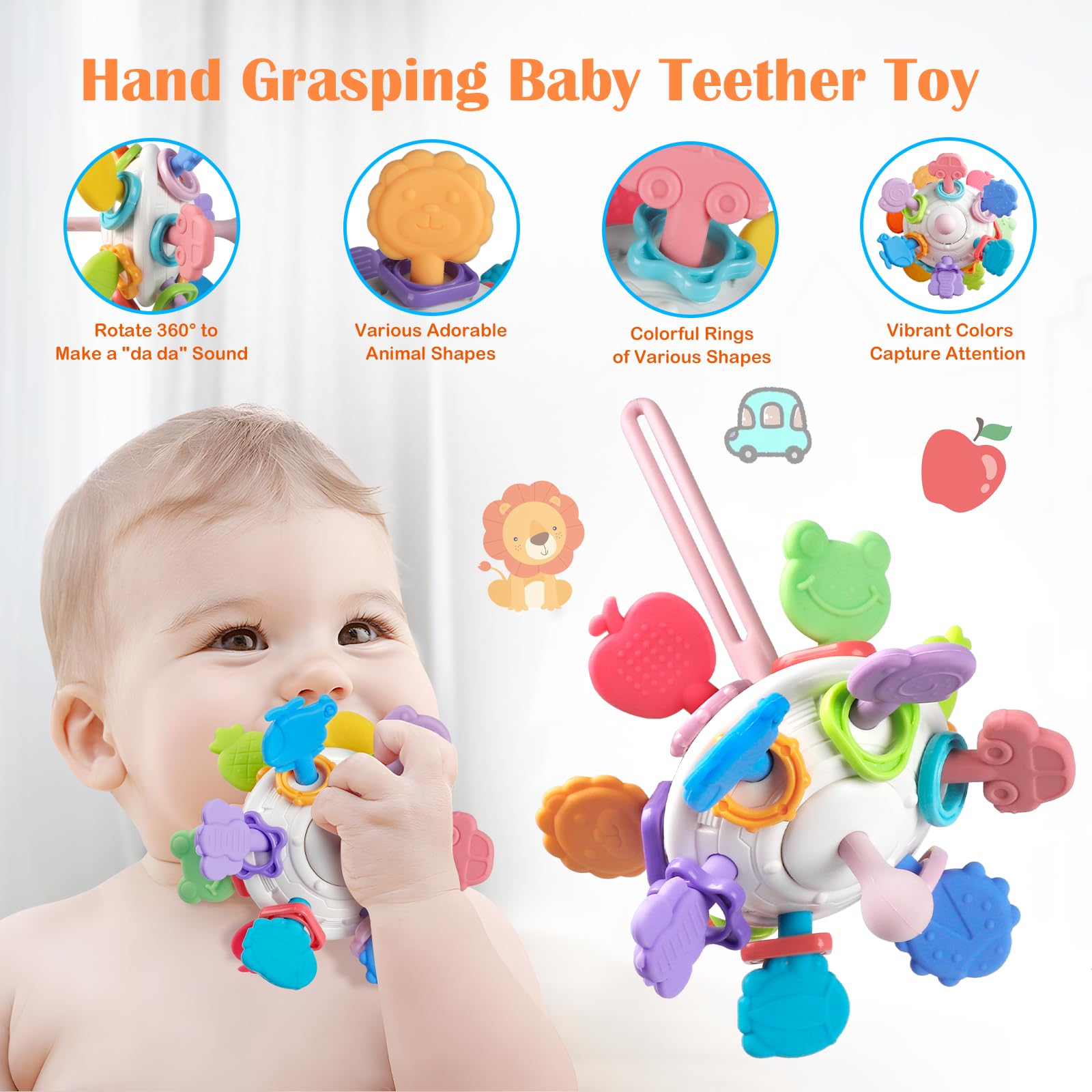Montessori Baby Toys for 6-12 Months - 5-in-1 Sensory Toy Set with Teether, Stacking Cups, Wooden Sorting Blocks & Suction Toys | Early Learning Developmental Toys for Toddlers 1-3 Years | Perfect for Playtime, Baby Shower & Birthday Gifts