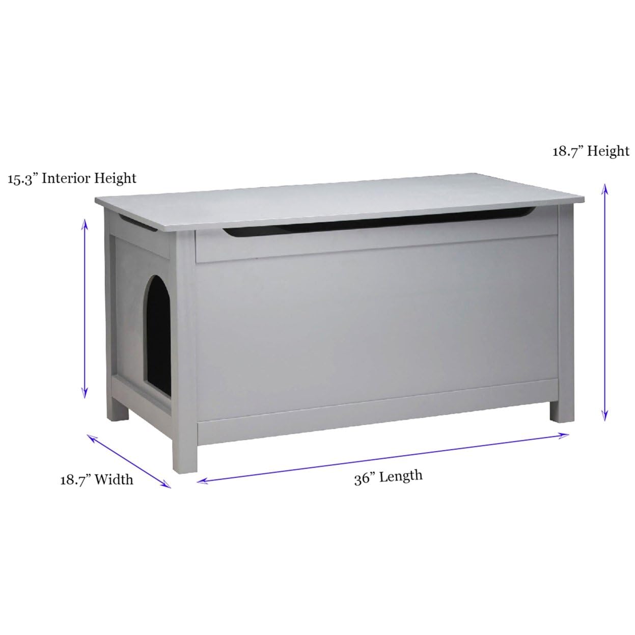 Parker Designer Hidden Cat Litter Box Enclosure - Dog-Proof Pet Furniture with Cover, Odor Control for Large Cats, Elegant Gray Cat Litter Box Cabinet with Lid - Perfect for Living Rooms, Bedrooms & Small Spaces