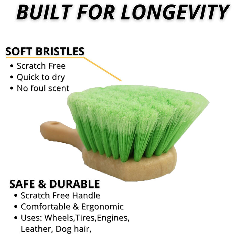 Premium Soft Feathered Bristle Tire Brush - Heavy Duty Car Wheel Cleaner for Cars, Trucks & SUVs - Gentle Yet Effective Scrubbing for Alloy Rims & Tires - Perfect for Auto Detailing & Car Wash Enthusiasts