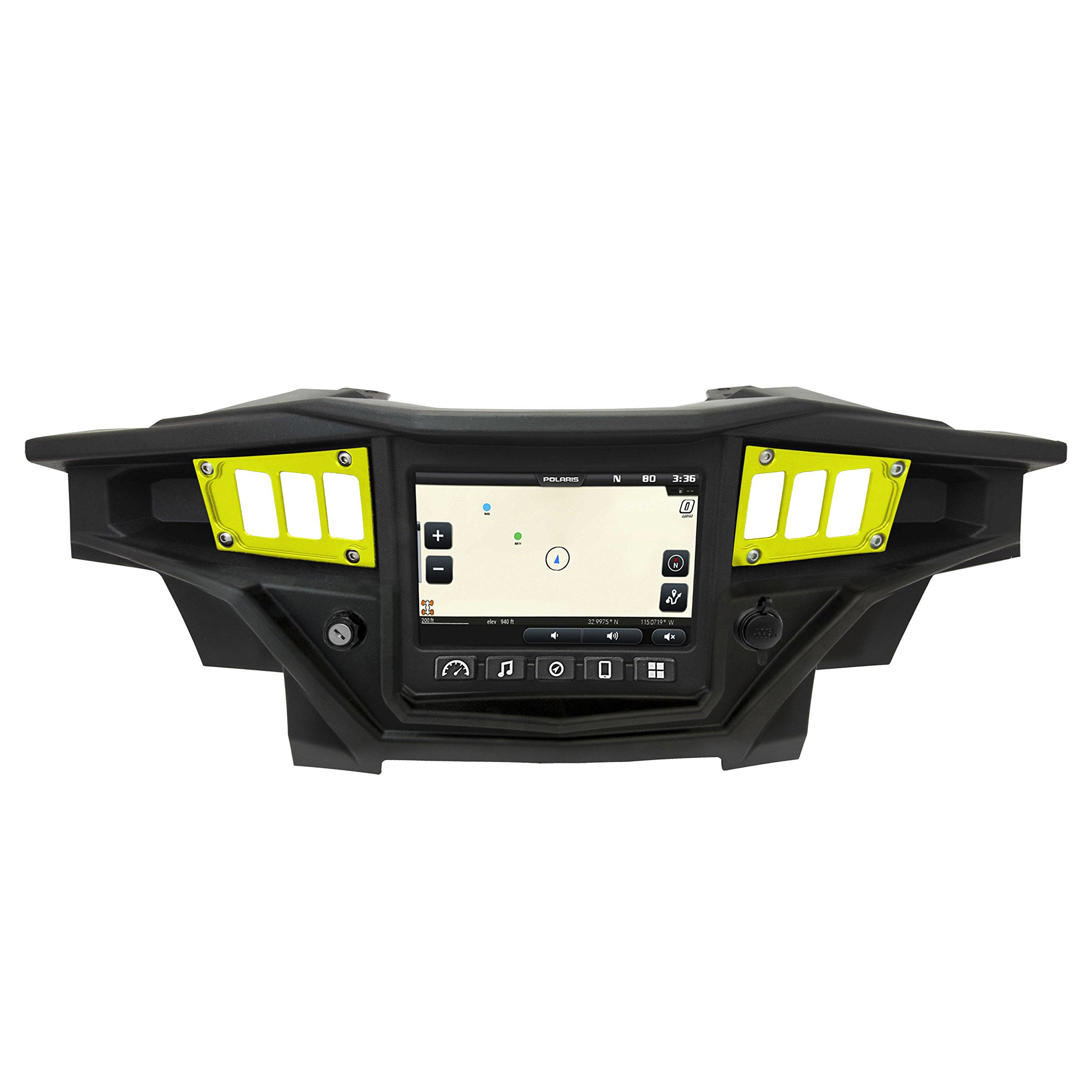 STV Motorsports Custom Switch Dash Panel Plates for 2017-2018 Polaris RZR XP 1000 RIDE COMMAND - Includes 4 Free Laser Switches - 100% Made in USA (Lime Green) - Perfect for Off-Road Adventures & UTV Customization