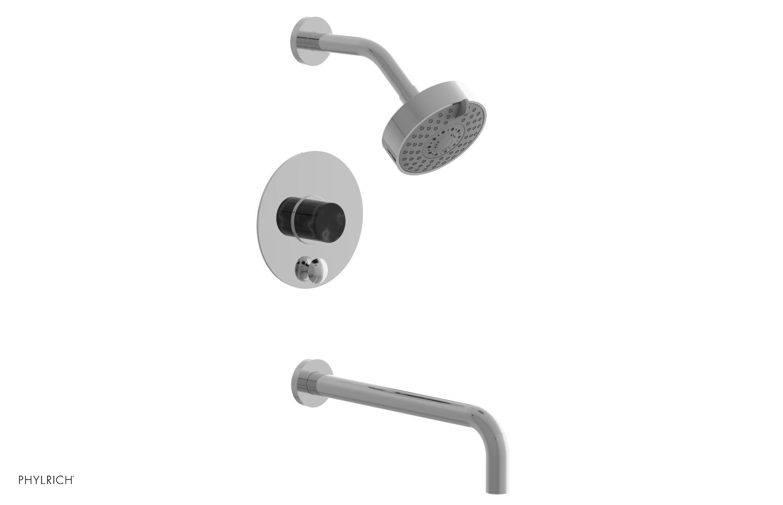 BASIC II 12 Pressure Balance Tub and Shower Set - Black Marble Finish, 230 28 12 - Perfect for Modern Bathroom Renovations & Spa-Like Showers