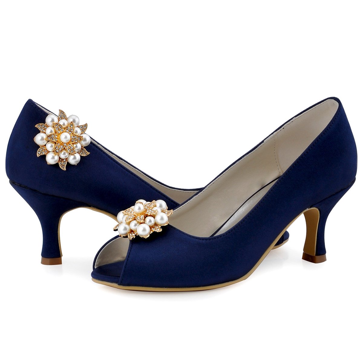 Elegantpark Pearl Shoe Clips - Rhinestone Flower Crystal Decor for Wedding & Party Pumps