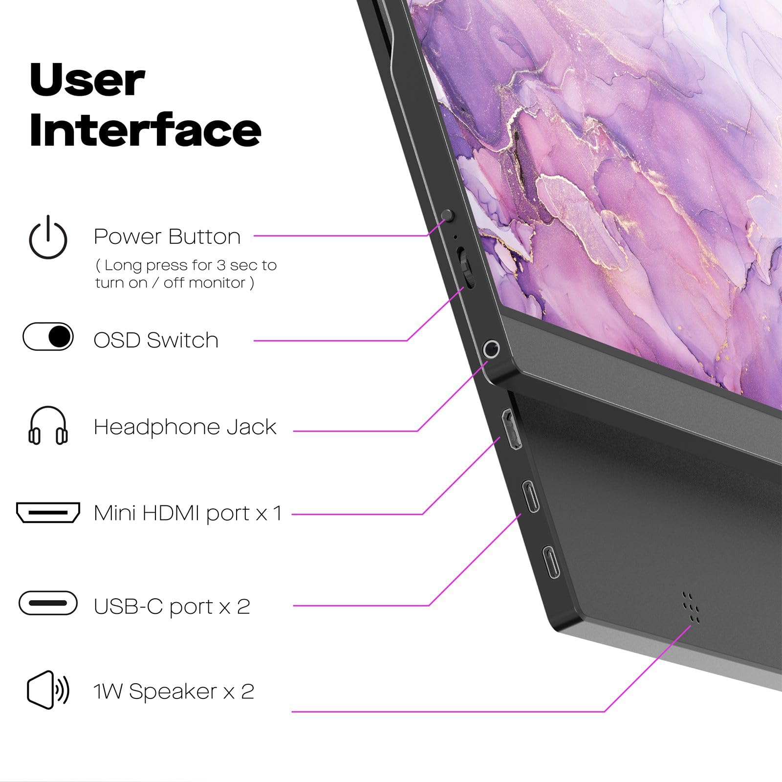 MP Mobile Pixels Fold Portable Monitor - 15.6