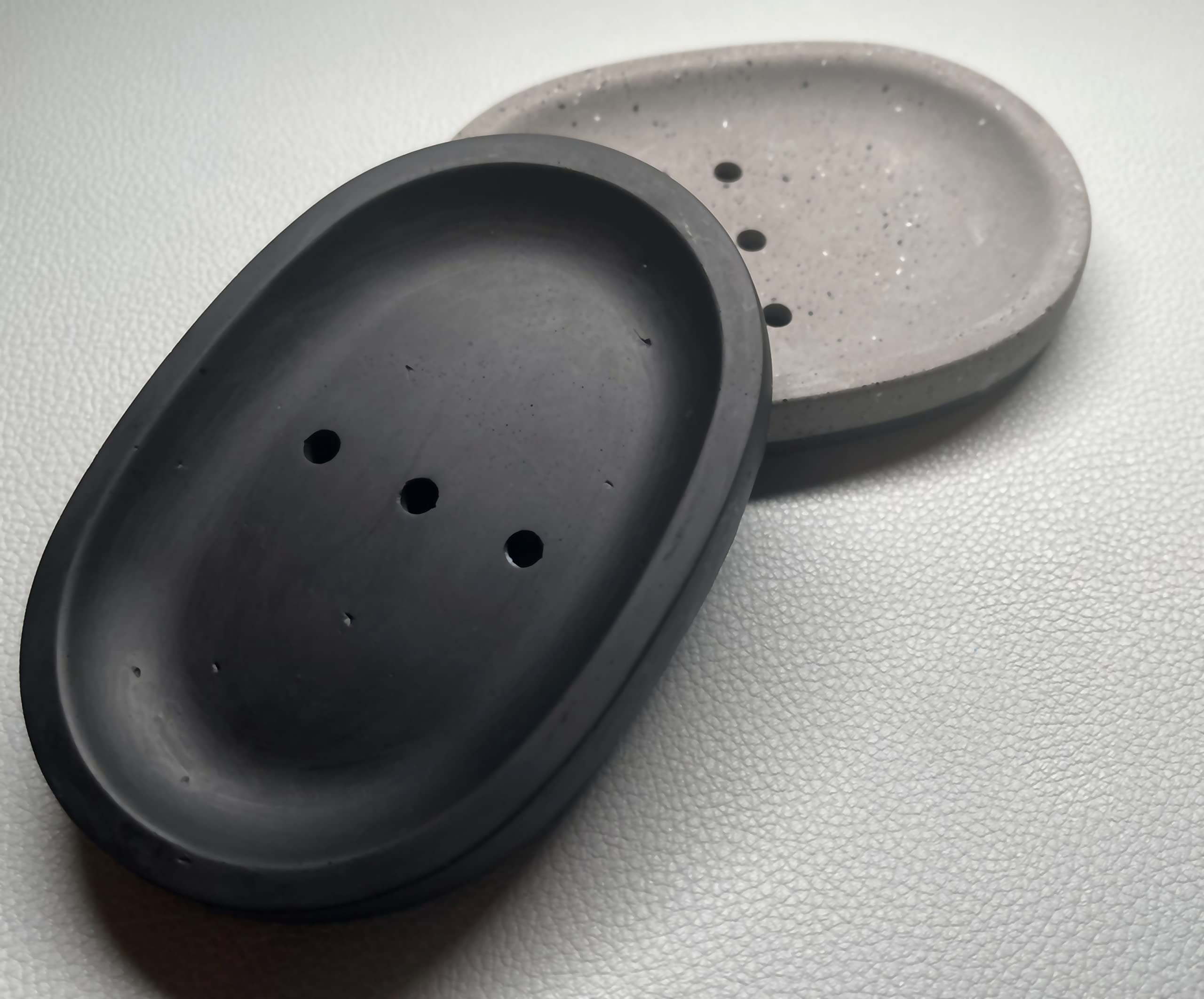Black Concrete Jesmonite Soap Dish - Bathroom Decor Essentials