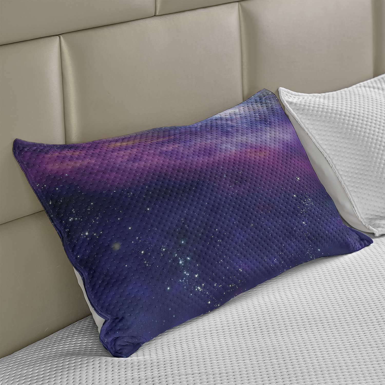 Ambesonne Outer Space Knitted Quilt Pillow Cover - Milky Way Galaxy Star Cluster Design with Solar System Elements, Standard Queen Size 30