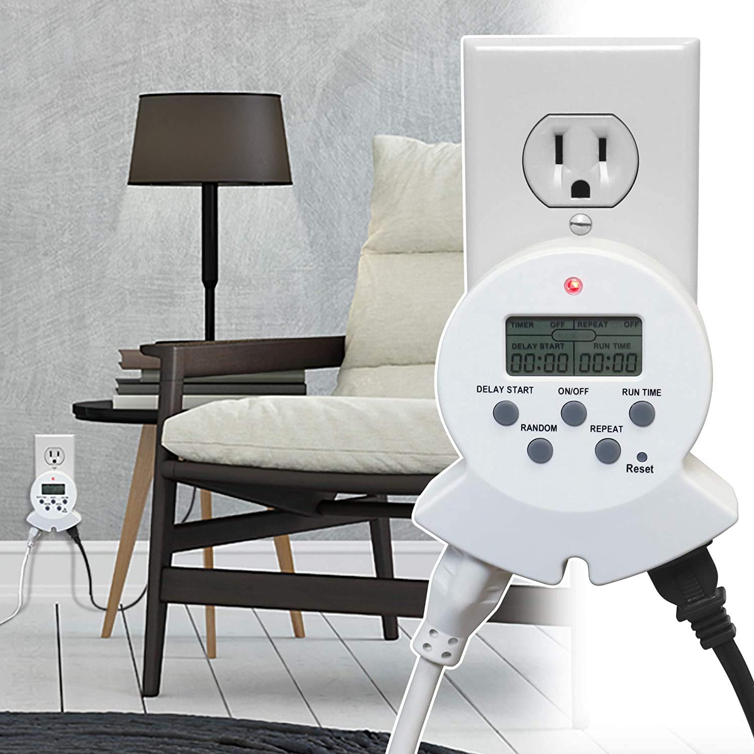 Clear Power Indoor Timer - 2 Pack Digital Outlet Timer with Grounded Plug for Clamp Lights, Grow Lights & Aquariums | Perfect for Home, Office & Greenhouse Use (Model DCIT-00022P-DC)
