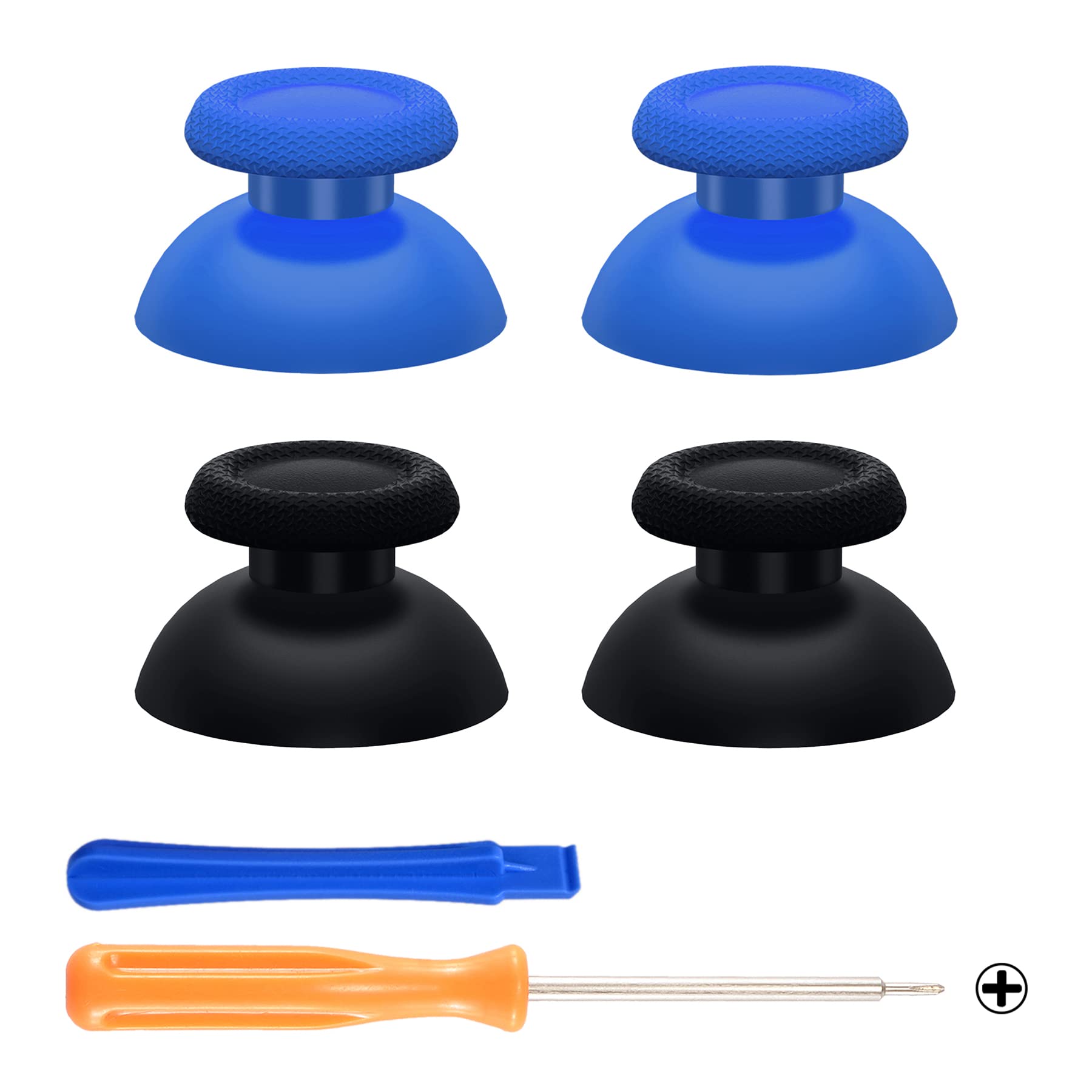 eXtremeRate Replacement Analog Sticks for PS5 Controller, Thumbsticks for PS4 Slim & Pro Joypad - 2 Pairs (Blue & Black) - Perfect for Gaming, DIY Repairs & Controller Customization