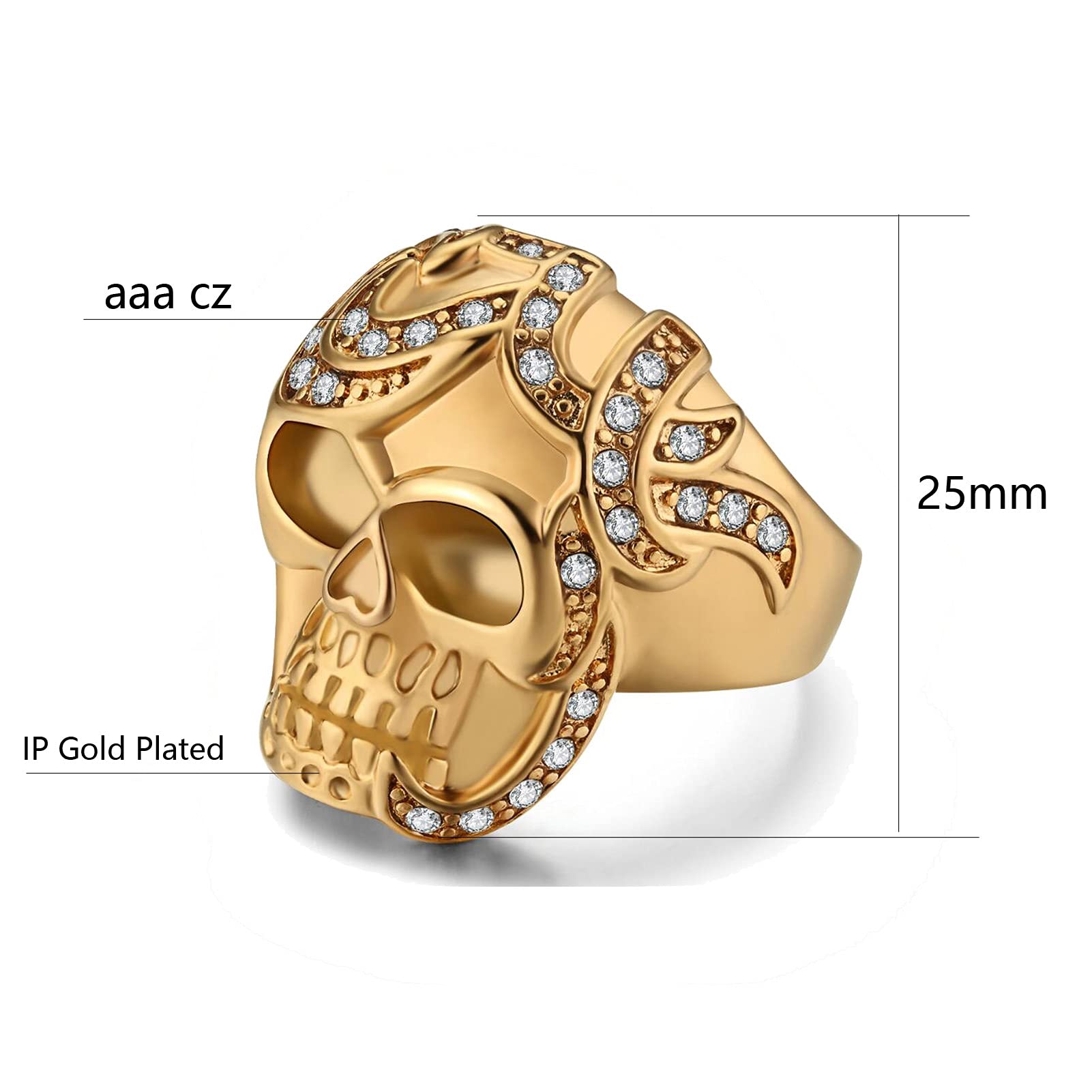 Gothic Skull Couple Rings for Men & Women - AAA Cubic Zirconia Punk Wedding Bands in Black with Red CZ Stones | Perfect for Gothic Weddings, Punk Fashion, and Alternative Lifestyle Jewelry