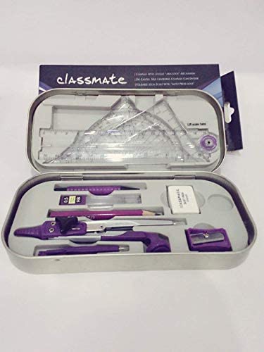 Classmate 4010030 Geometry Box Set - Purple (1-Piece) | Math Tools for School, Engineering & Art Projects | Perfect for Students, Architects & Designers