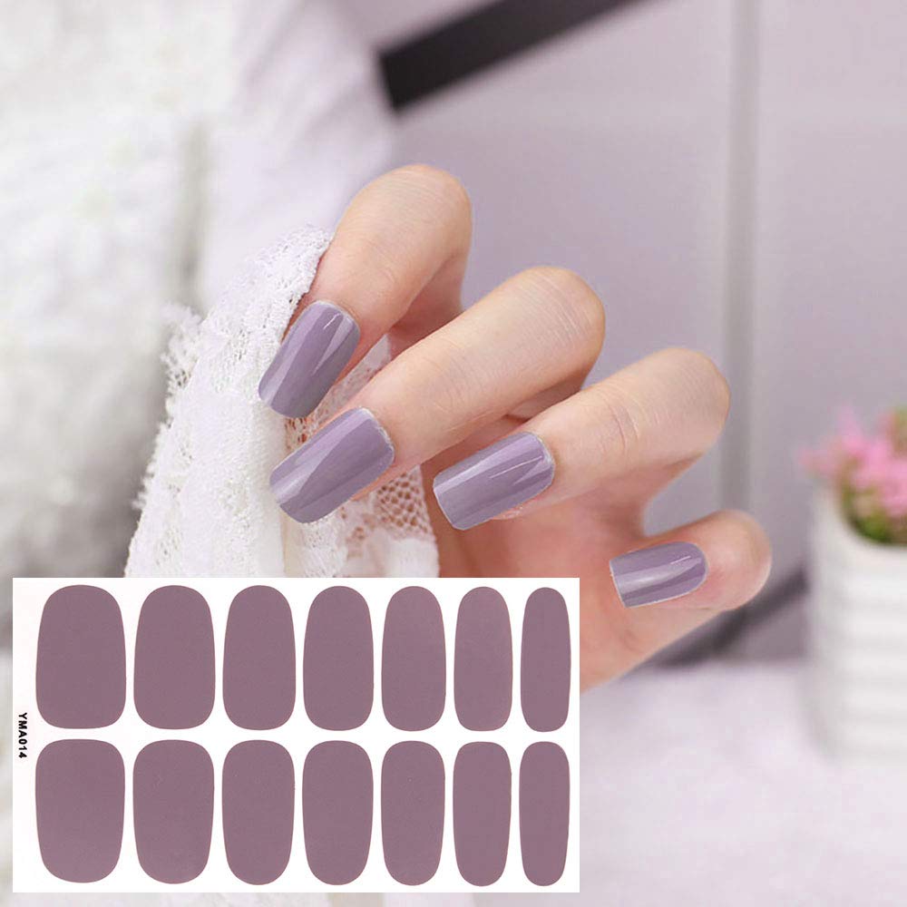 SILPECWEE 8 Sheets Self-Adhesive Nail Polish Strips for Women - Solid Color Gel Nail Wraps with 1 Nail File - Easy Manicure & Nail Art Stickers for Home, Party & Salon Use