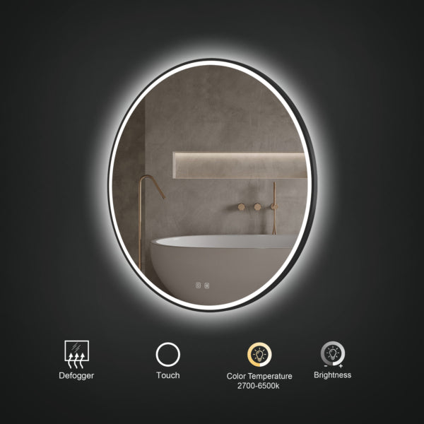 ICO Denver LED Mirror - Modern Bathroom Vanity Mirror with Adjustable Lighting, Anti-Fog & Touch Control - Perfect for Makeup, Shaving & Home Decor