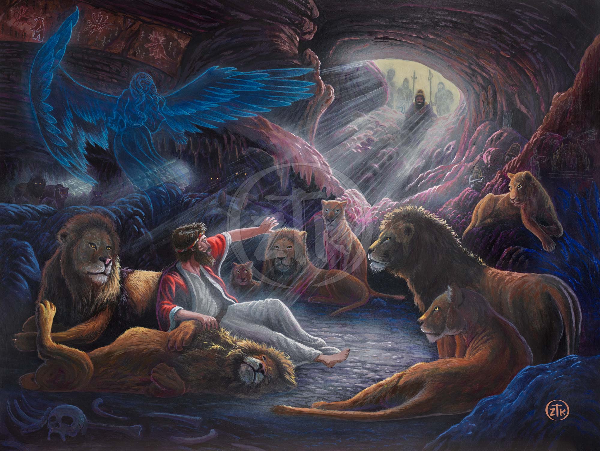 Daniel in the Lion's Den Limited Edition Canvas Wall Art - Biblical Story Painting for Home Decor, Church, Office & Gift
