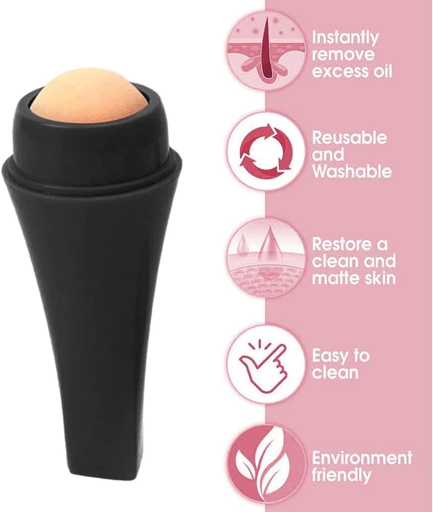 7Seas Volcanic Stone Face Roller - Reusable Oil Control Facial Massager for Oily Skin Care, Anti-Shine Skincare Tool with Oil-Absorbing Properties (Multicolor, 1Pc) | Perfect for Daily Skincare Routine, Travel & On-the-Go Use