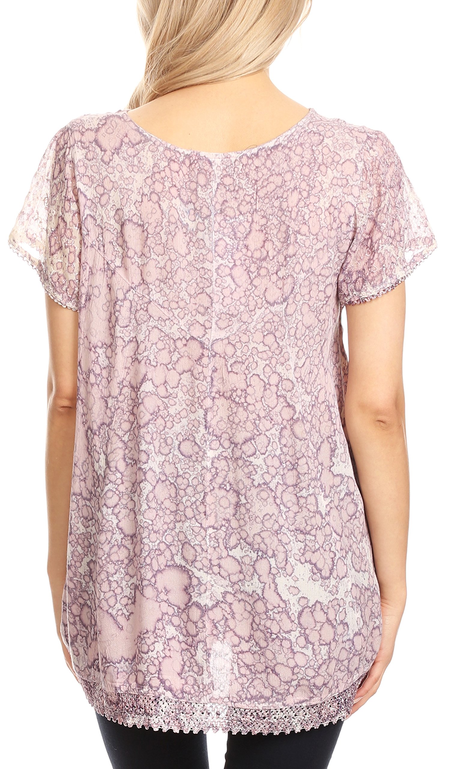 Sakkas Women's Charolette Embroidered Sequin Blouse - Elegant Floral Design for Party, Wedding & Special Occasions