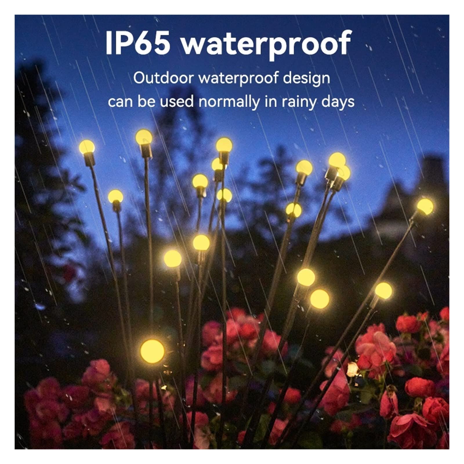 2 Pack Solar Powered Firefly Lights Outdoor Waterproof - Solar Starburst Swaying Garden Lights for Patio, Yard, Pathway | Wind-Activated Decorative String Lights with Ground Plug | Perfect for Garden, Landscape, Wedding & Party Decorations