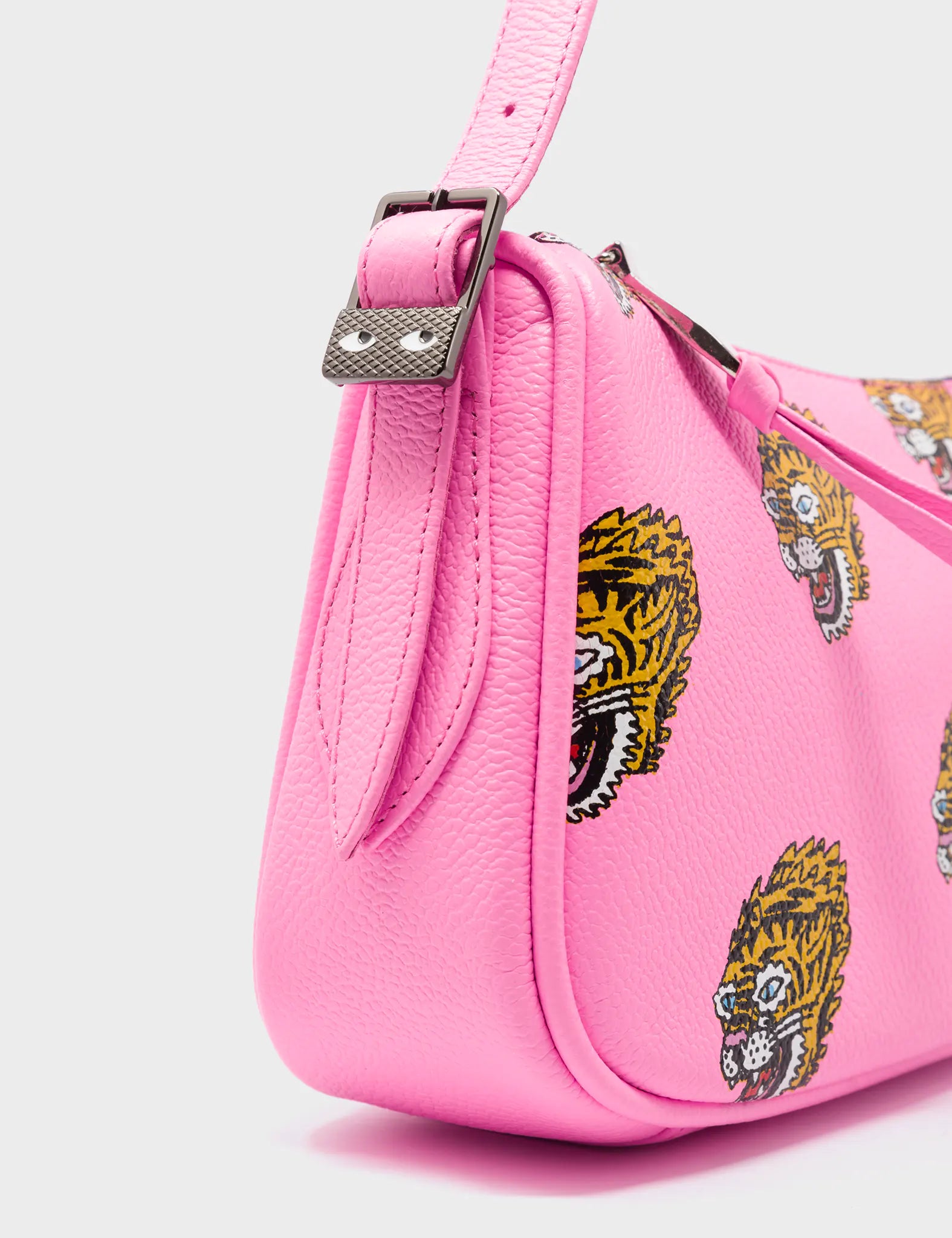 Lucas Hobo Mini Bubblegum Pink Handbag with Blazing Tiger Print - Stylish Crossbody Purse for Women, Trendy Fashion Accessory for Parties, Date Night & Everyday Use