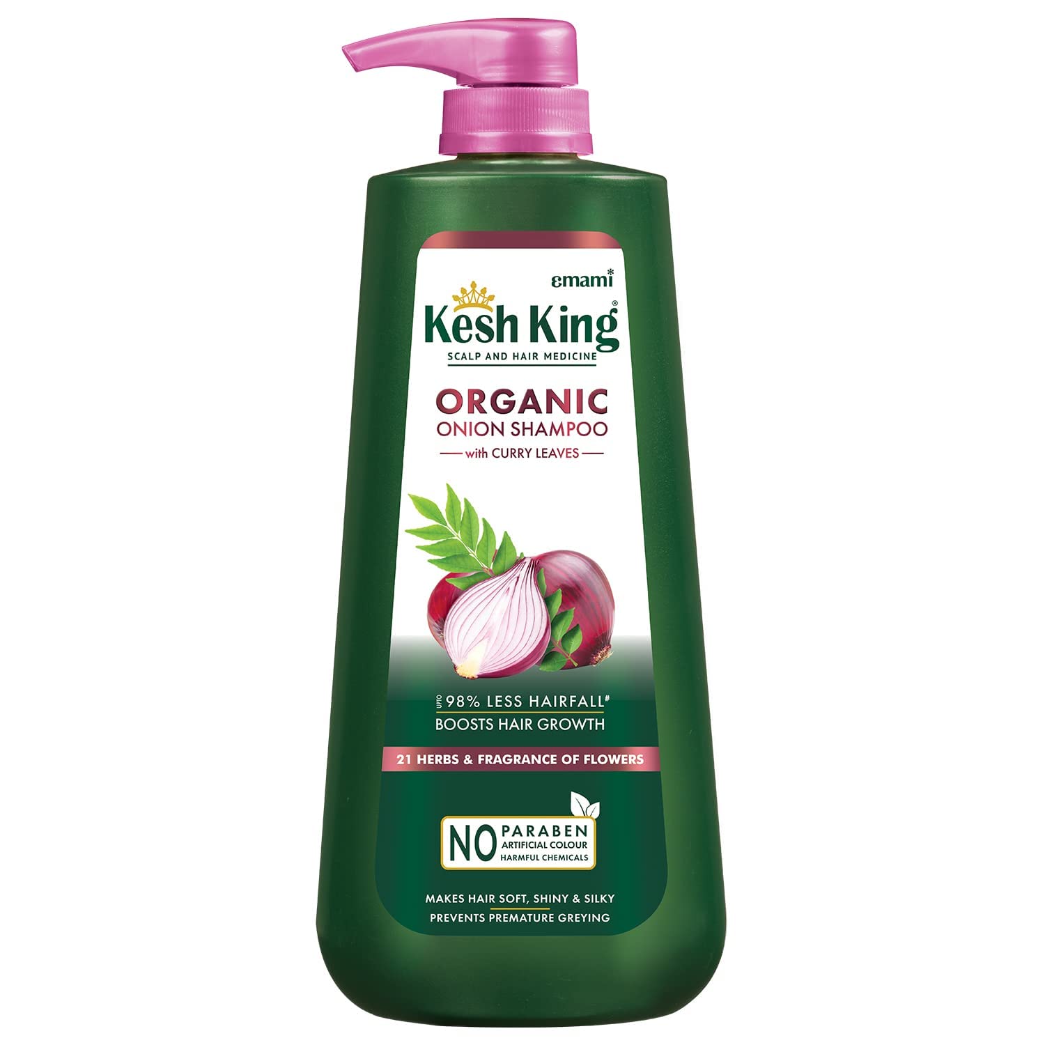 Organic Onion Shampoo with Curry Leaves - Reduces Hair Fall by 98%, Promotes Hair Growth & 48H Smoothness | Repairs Dry Damaged Hair | Silky Bouncy Hair Treatment - 600ml (625g) | For Thinning Hair, Hair Loss Prevention & Daily Nourishment