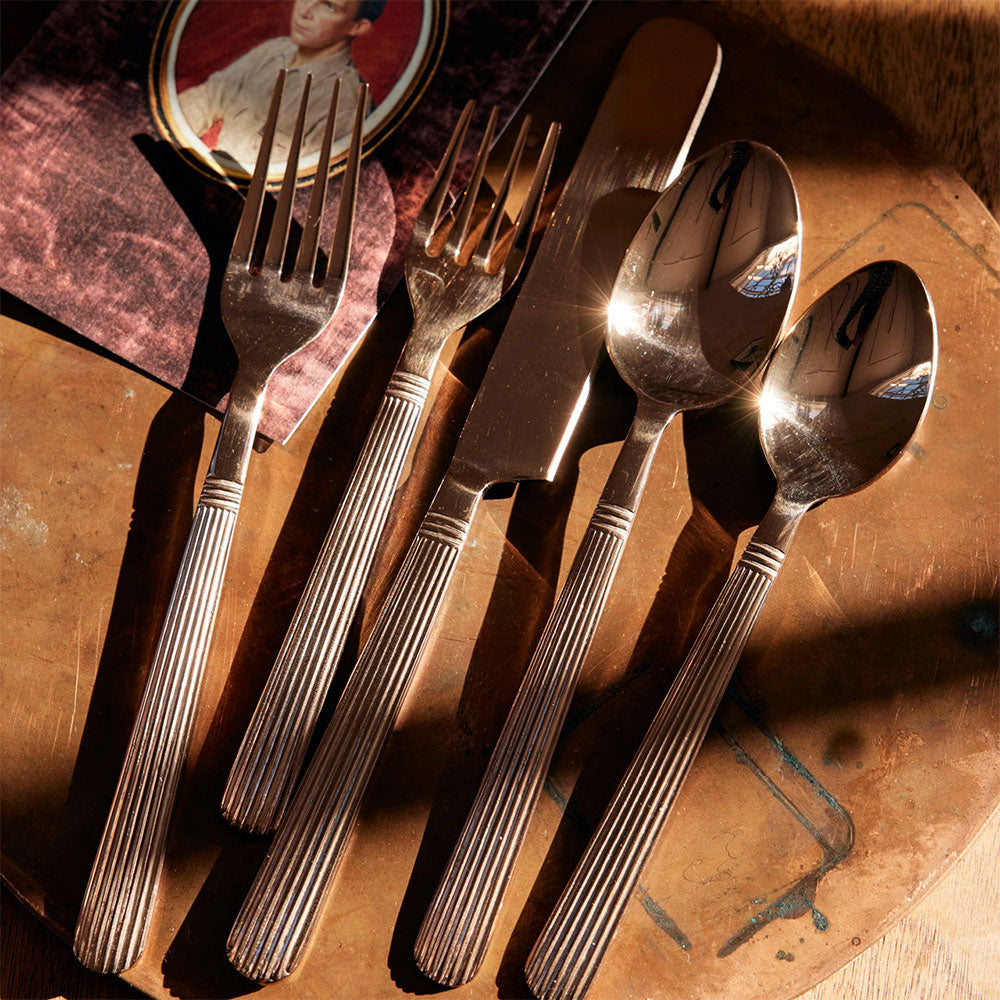 Art Deco Blush Flatware Set - 20-Piece Stainless Steel Cutlery Set for Dining, Wedding & Party - Elegant Tableware for Home, Restaurant & Special Occasions