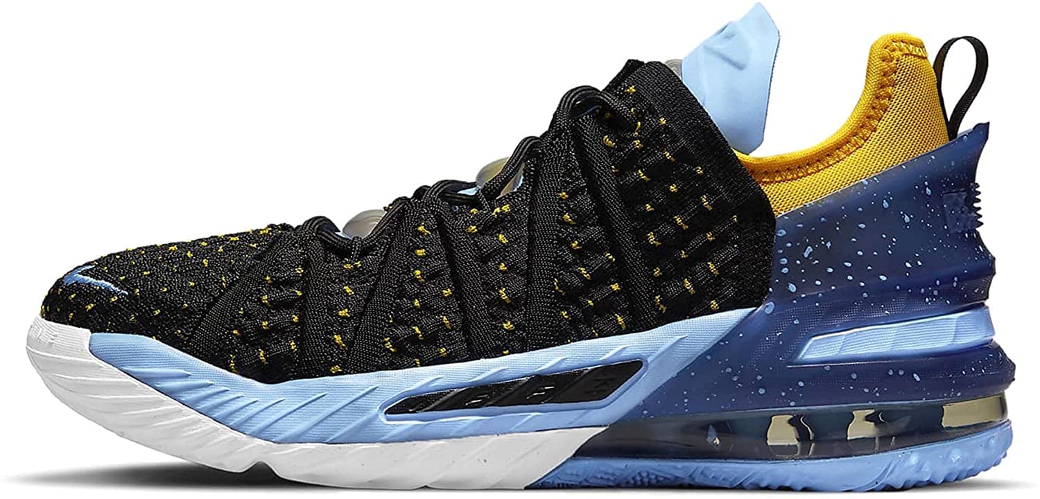 Nike LeBron XVIII Basketball Shoes for Boys - Big Kids Size 7, Black/University Gold/Coast/Concord - High-Performance Court Shoes for Youth Basketball Players & Casual Wear